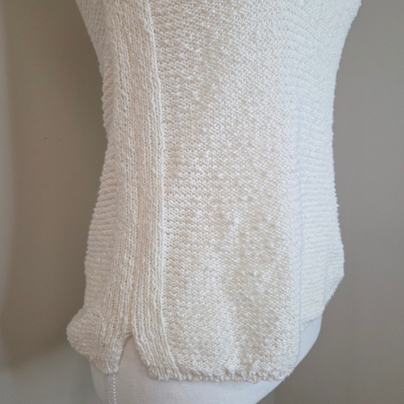 Evereve White Knit Tank Top 100% Cotton Coastal Boho Size XS - Picture 3 of 6